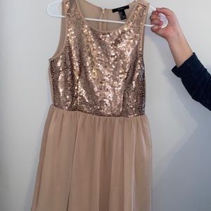 🎀Women's Tan Flower sequin dress